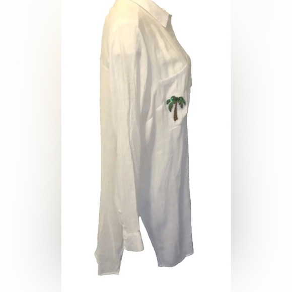 H&M Divided Long Shirt with Applique White Long Sleeve Buttons At cuff Size 14 - Picture 14 of 16